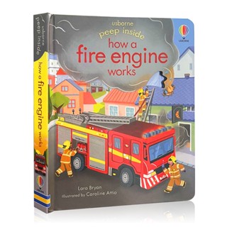 Usborne Peep Inside How A Fire Engine Works 3D Flap English Cardboard Books Kids Baby Picture Book