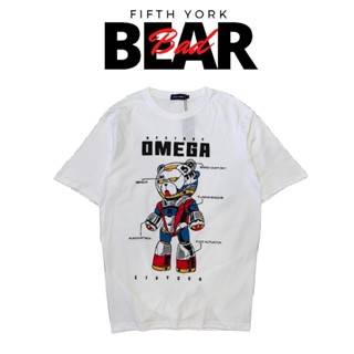 เสื้อยืดผ้าคอตตอน เสื้อยืดแขนสั้น tshirt Robot Bear street wear