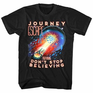 ใหม่ เสื้อยืด ลายวงร็อค Journey Escape Dont stop believing สีดํา DIY [S-5XL]