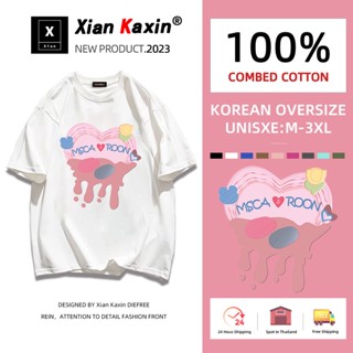 ⚡พร้อมส่ง⚡️เสื้อยืด oversize cotton 100 เสื้อยืดคอกลม ทรงหลวม เสื้อยืดเกาหลี เสื้อยืดแขนสั้น มี9สี M-3XL