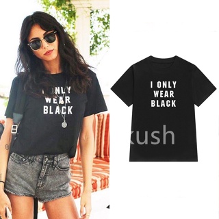 kush I ONLY WEAR BLACK ลวดลายเสื้อยืดคอกลมแขนสั้น เทรนด์แฟชั่นวัยรุ่นสไตล์ยอดนิยมTA23_01