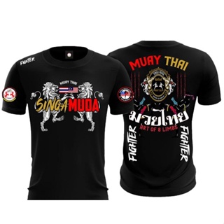 Singa MUDA - MUAYTHAI เสื้อยืดลําลอง แขนสั้น คอกลม ผ้าไมโครไฟเบอร์ ลาย Baju Jersi Jersey Sublimation