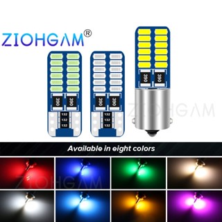 Ziohgam หลอดไฟตัดหมอก T10 LED Ba9s T4w 3014 24smd สําหรับติดป้ายทะเบียนรถยนต์ รถบรรทุก