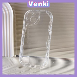 VENKI - เคสไอโฟน11 เคส iPhone 14 Pro Max TPU Soft Simple Case Glossy Curved Wave Case Clear White Black ป้องกันกล้องกันกระแทกสำหรับ iPhone 14 13 12 11 Plus Pro Max 7 Plus X XR