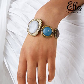 Ellastore123 สร้อยข้อมือโซ่ อัลลอย ตะขอเกี่ยวง่าย สไตล์เรโทร สําหรับผู้หญิง