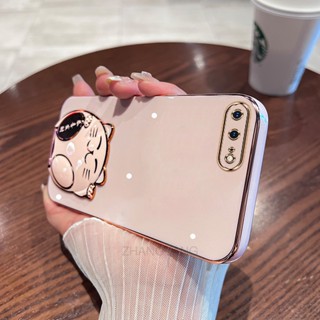 เคสโทรศัพท์มือถือ TPU นิ่ม ขอบตรง ลายแมวน่ารัก 3D สําหรับ iPhone 7 plus 8 plus 7 8 6s plus 6 plus 6 6s