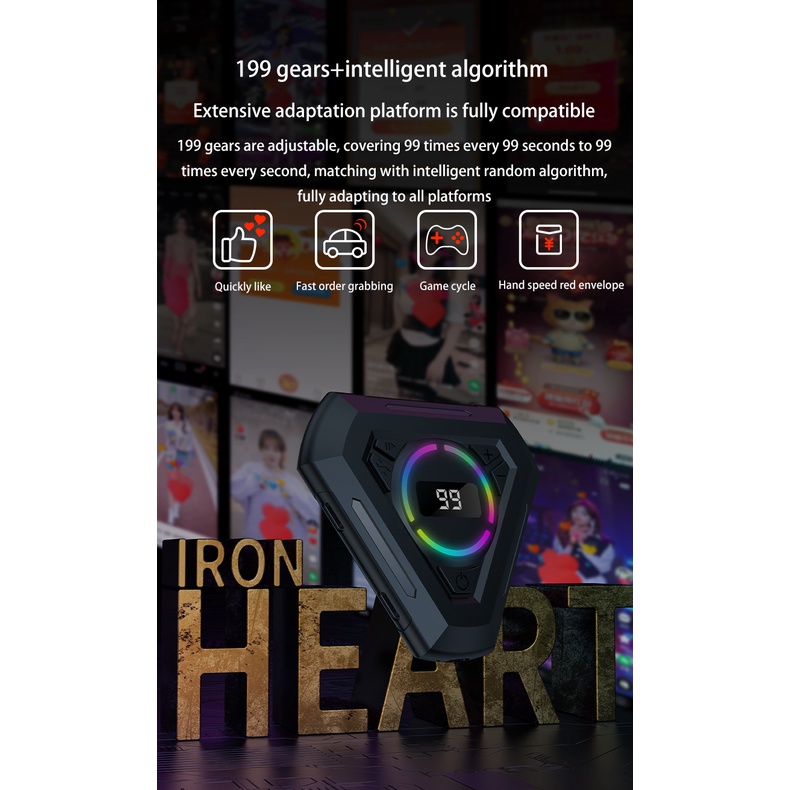 199 เครื่องคลิกหน้าจอเกียร์ G55 Tiktok live Auto Tap like heartbeat ปรับความเร็วได้