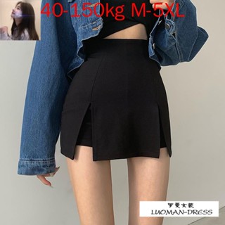 【 M-5xl 40-150 กก. 】กระโปรงสั้น เอวสูง ขนาดใหญ่พิเศษ พลัสไซซ์ สีดํา เซ็กซี่ สําหรับผู้หญิง