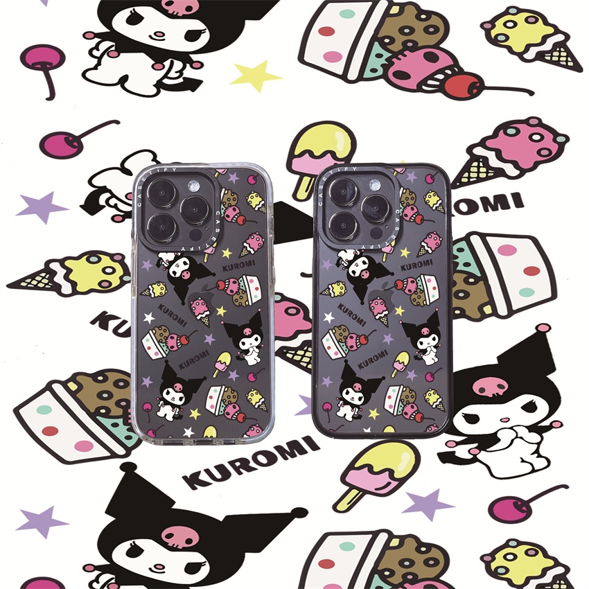 Casetify X KUROMI สติกเกอร์อะคริลิค TPU ใส ขอบขาวดํา โลโก้แกะสลัก พร้อมกล่อง สําหรับ Apple IPhone 11 12 13 14 Pro Max