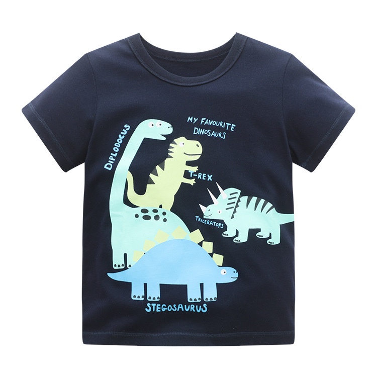 เสื้อยืดแขนสั้น คอกลม ผ้าฝ้ายแท้ พิมพ์ลายการ์ตูน แฟชั่นฤดูร้อน สําหรับเด็กผู้ชาย 2023 - รูปที่ 4