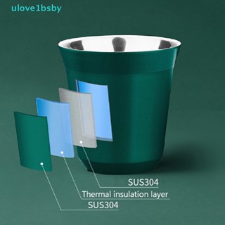 Ulove1bsby แก้วกาแฟ สเตนเลส มีฉนวนกันความร้อน ทรงแคปซูล 80 มล.