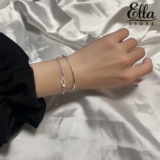 Ellastore123 สร้อยข้อมือ กําไลข้อมือ สองชั้น จี้แวววาว ชุบไฟฟ้า วันครบรอบ ของที่ระลึก ไม่จางหาย อินฟินิตี้ จี้ สําหรับผู้หญิง สวมใส่ทุกวัน