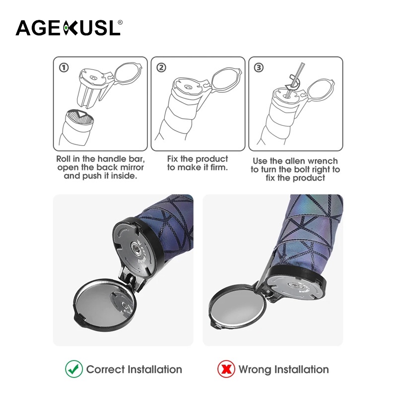 Agekusl กระจกมองหลัง แบบนูน หมุนได้ ปรับได้ สําหรับติดแฮนด์รถจักรยาน MTB ราคา ถูกที่สุด ดีลบีเคเค แกลเลอรีภาพที่ 9