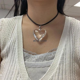 MIS Clear Heart Crystal Necklace Clavicle Chain Necklace Sweater Chain Jewelry