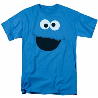 [S-5XL] เสื้อยืดแขนสั้น ผ้าฝ้าย พิมพ์ลาย Sesame Street Cookie Monster Face สวมใส่สบาย แฟชั่นสําหรับผู้หญิง