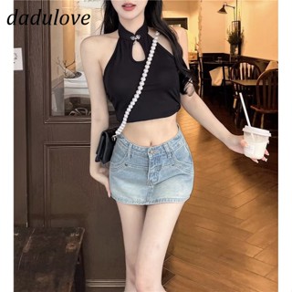 DaDulove💕 New Korean Version of INS Denim Skirt with High Waist and Loose Buttock Skirt, Small Size A- line Skirt