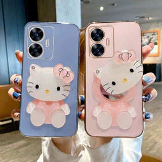 เคสโทรศัพท์มือถือนิ่ม ชุบหรูหรา พร้อมกระจกแต่งหน้า สําหรับ Realme C55 2023 Realme C55 NFC