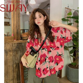 SWAY  เสื้อยืด เสื้อแฟชั่น หลวม  พิเศษ สวยงาม สไตล์เกาหลี ทันสมัย A25K0KP 36Z230909