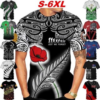 ใหม่ เสื้อยืด พิมพ์ลาย Anzac Australia and New Zealand Maori Manaia Poppy Fern 3D แฟชั่นฤดูร้อน