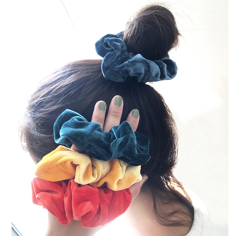 ยางมัดผมหางม้า ผ้ากํามะหยี่ แบบยืดหยุ่น สีพื้น ขนาด 4.3 นิ้ว สําหรับผู้หญิง จํานวน 1 ชิ้น – โปรปัง