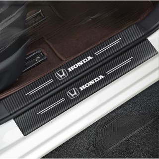 HONDA LOGO Threshold Strip Anti-dirty Protection Sticker Fit City Civic type-r cr-v br-v ODYSSEY freed Accord Modified Pedal Decorative Sticker Trunk Guard Plate Anti-scratch Wear-resistant Carbon Fiber Texture Anti-step Leather Sticker