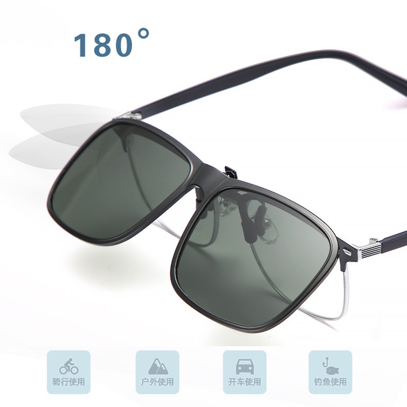 แว่นกันแดดโพลาไรซ์ แบบคลิปหนีบ สายตาสั้น TR90 สามารถพลิกขึ้นได้ สําหรับคนขับ ขับรถ คลิปแว่นกันแดด UV400