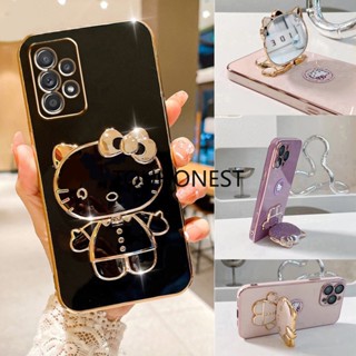 เคส Samsung Galaxy A32 เคส Samsung A52 Casing Samsung A13 Cover Samsung A23 Cases Samsung A31 Case Samsung A51 Case Samsung A71 Case Samsung A52S Case Cute Anime Cartoon Vanity Mirror Hello Kitty Holder Phone Case With Metal Sheet TK โทรศัพท์มือถือ