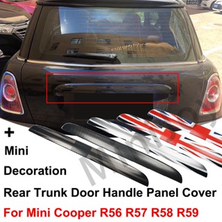 สติกเกอร์ติดมือจับประตูรถยนต์ ด้านหลัง ลายธง สีดํา สําหรับ MINI COOPER R56 R57 R58 R59