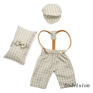 BB Newborn Costume for Photography Vintage Baby Photo Hat Pants Pillow Gender Neutral Photo Clothing Infant Shower