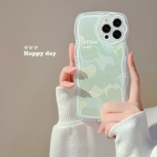 เคสโทรศัพท์มือถือแบบใส ลายภาพวาดสีน้ํามัน รูปหัวใจ สีเขียว สําหรับ Iphone 12 14 11 13 14 11 xr xs 14promax