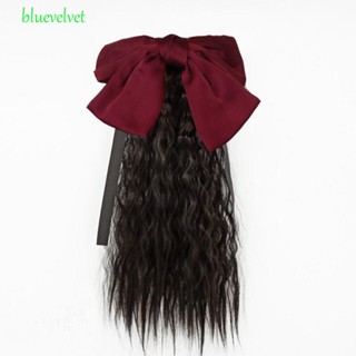 BLUEVELVET Red Bows Knot Ponytail Fasion High quality Wavy Birthday Gifts Cute Princess Kids Headwear Sweet Girls Hair Extensions