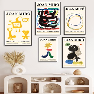 Joan Miro ภาพโปสเตอร์ บนผ้าใบ สไตล์นอร์ดิก สําหรับตกแต่งผนังห้องนั่งเล่น