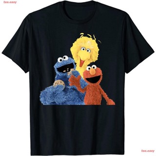 ถูกสุดๆเสื้อยืด ถนนงา วงดนตรี หิน นักร้อง ผู้ชาย เสื้อยืด US Sesame Street Group Big Bird Cookie Monster Elmo Photo 01