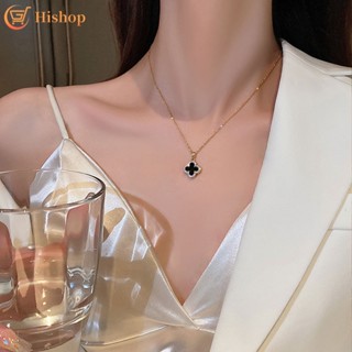 IFME Zircon Clover Pendant Necklace for Women Gold Chain Cross Choker Jewelry Accessories