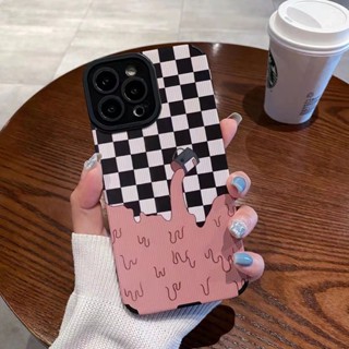 เคสโทรศัพท์มือถือแบบนิ่ม กันกระแทก ลายตารางหมากรุก สําหรับ Iphone 11pro 12promax 13pro 14promax 11promax 6s 78plus xr xs xsmax 6 7 8P