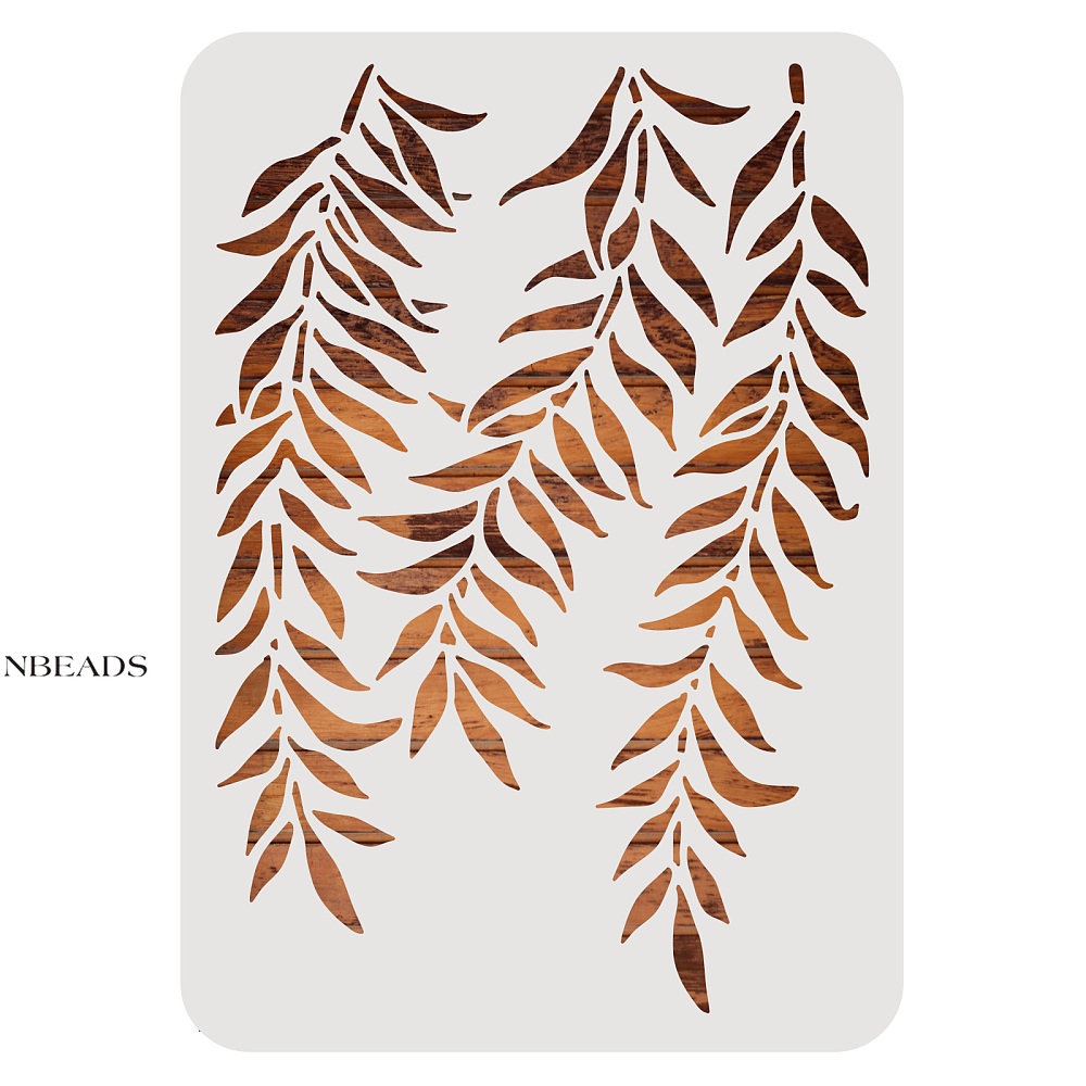 1pc BENECREAT Plant Themed Plastic Painting Stencils Willow Branches Reusable Drawing Template for A