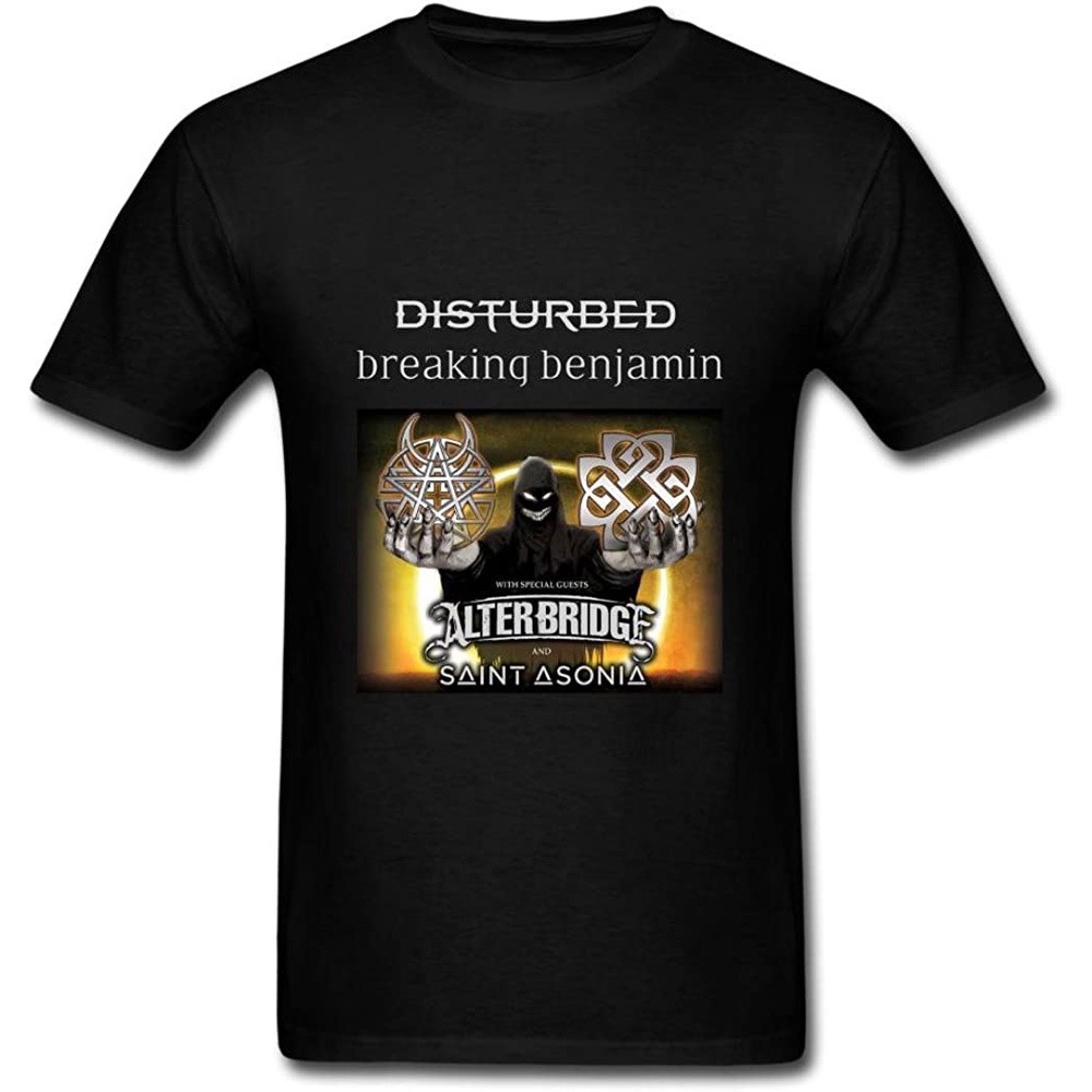 Bobob เสื้อยืดลําลอง แขนสั้น พิมพ์ลาย Disturbed Breaking Benjamin คุณภาพสูง สไตล์เกาหลี สําหรับผู้ชา