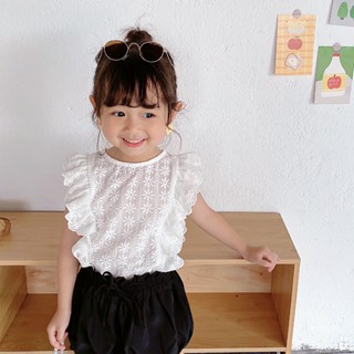 เสื้อแขนกุด ปักลายดอกไม้ สําหรับเด็กผู้หญิง