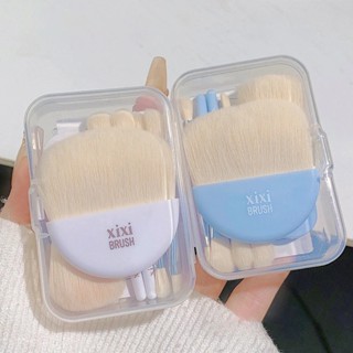 ชุดแปรงแต่งหน้า ขนสัตว์เทียม ขนสัตว์ สีขาว ขนาดเล็ก เหมาะกับการเดินทาง สําหรับผู้หญิง