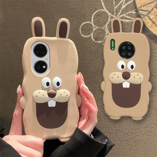 3D กันกระแทก สําหรับ OPPO Reno8Z Reno7Z 5G Reno 7Z 8Z 9 9Pro 8 8Pro 7 7Pro 6 5 5Pro F11 R17 R15 Pro เคสมือถือ Soft TPU Case เคสป้องกัน Cute Cartoon Bitter Tooth Rabbit เปลือกซิลิคอน