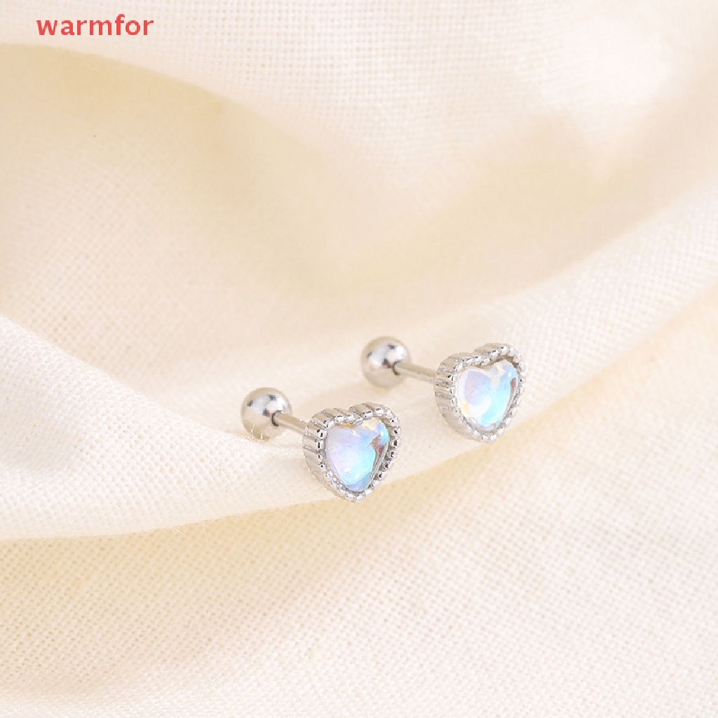 (warmfor) ต่างหูสตั๊ด เงินสเตอร์ลิง 925 รูปหัวใจน่ารัก หลากสี สําหรับผู้หญิง งานแต่งงาน ปาร์ตี้ 1 คู่