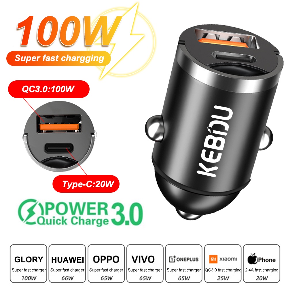 อุปกรณ์ชาร์จในรถยนต์ 200W PD Type-C QC4.0 QC3.0 Dual USB สําหรับ Iphone Huawei Xiaomi Samsung