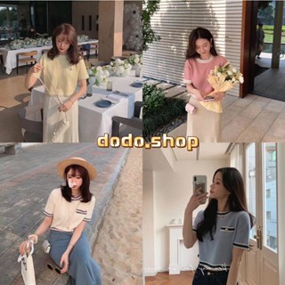 [DODO]*พร้อมส่ง*เสื้อไหมพรมคอกลมแต่งลายที่คอและปลายเสื้อ ผ้านิ่มใส่สบาย（9998）