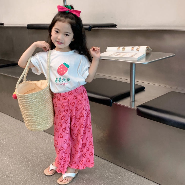 onekid ชุดสูทแขนสั้นเด็กหญิงผ้าฝ้าย 2023 ใหม่อินเทรนด์สไตล์ตะวันตกสำหรับเด็กโตชุดสองชิ้นทรงหลวมเข้าชุดกัน