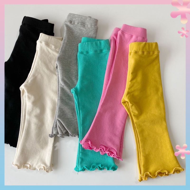22 Spring and Autumn girls pure color fashionable wooden ear stretch flared pants casual outer wear leggings slim fit