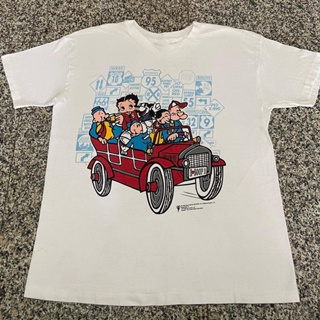 เสื้อยืดครอป เสื้อยืดแขนสั้น คอกลม ผ้าฝ้าย พิมพ์ลาย Miss Betty and Popeye แฟชั่นสําหรับสตรี_01