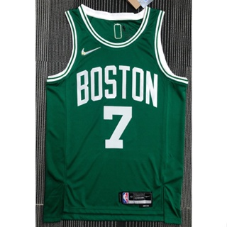 เสื้อกีฬาแขนสั้น ลายทีม NBA jersey Boston Celtics 7 2022# เสื้อกีฬาบาสเก็ตบอล ลายทีมครบรอบ 75 ปี สีเขียว สีน้ําตาล