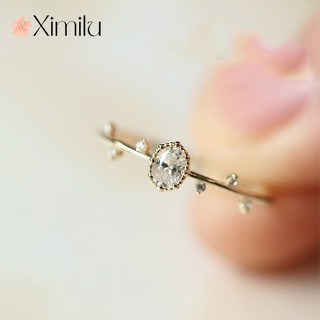 ♥เครื่องประดับ แหวนเพชร รูปไข่ สีทอง 14k ขนาดเล็ก แบบดั้งเดิม สําหรับผู้หญิง