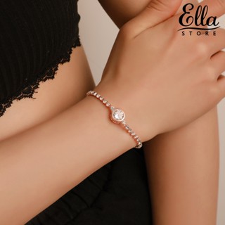 Ellastore123 สร้อยข้อมือ ประดับเพทาย รูปหัวใจ สไตล์เกาหลี สําหรับผู้หญิง ปาร์ตี้