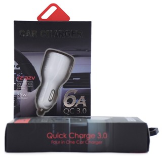 อุปกรณ์รถยนต์ QC3.0 Certified Quick Charge Dual 2 USB Port Fast Car Charger 36W